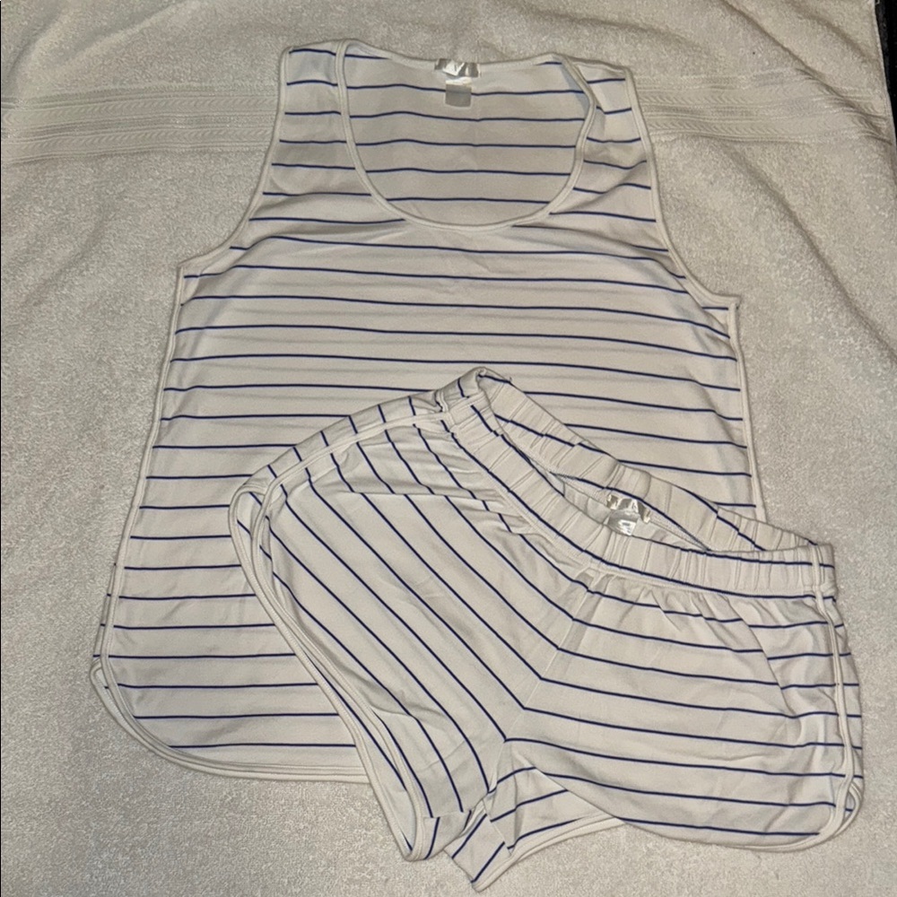 LAKE PAJAMAS Pima tank-short set in Cobalt